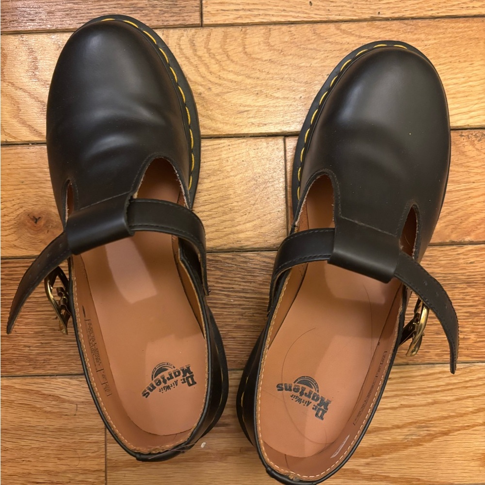 Dr. Martens Black Leather Polley Mary Jane Shoes